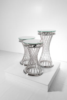 Trio de tables à gâteau argent — Fête ta Fête