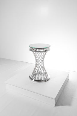 Table à gâteau ronde argent — Fête ta Fête