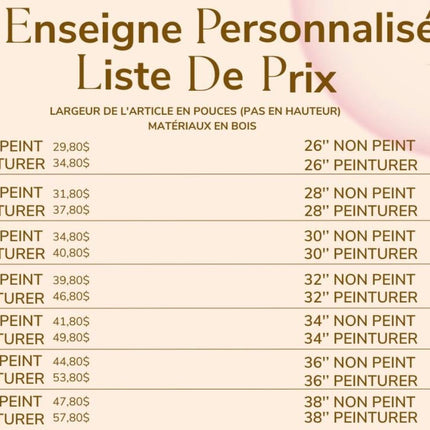 Enseigne personnalisé