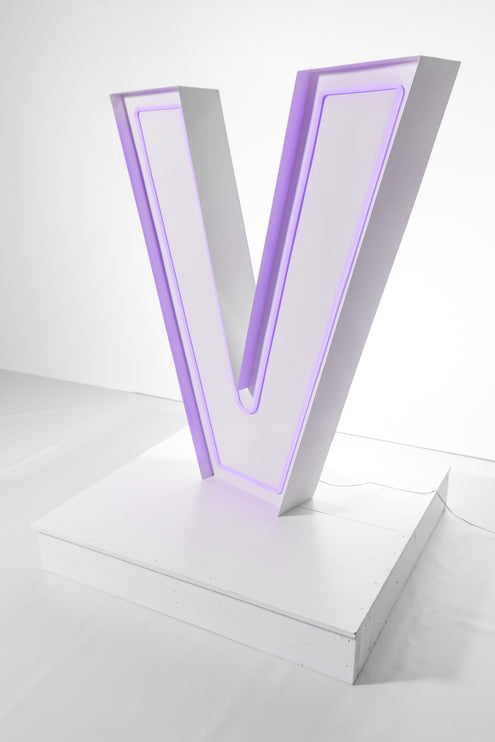 "V" Neon Marquee Letter