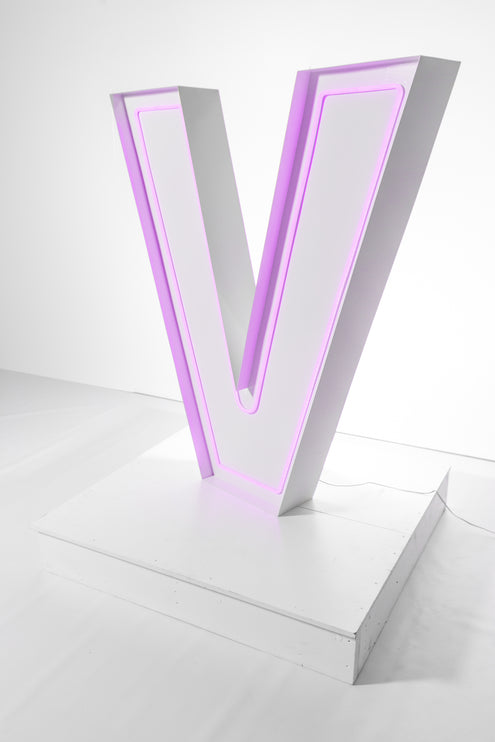 "V" Neon Marquee Letter