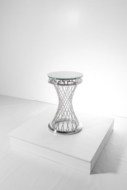 Fusache Round Cake Table in Silver