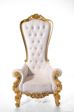 Royal Throne Chair in White &amp; Gold 