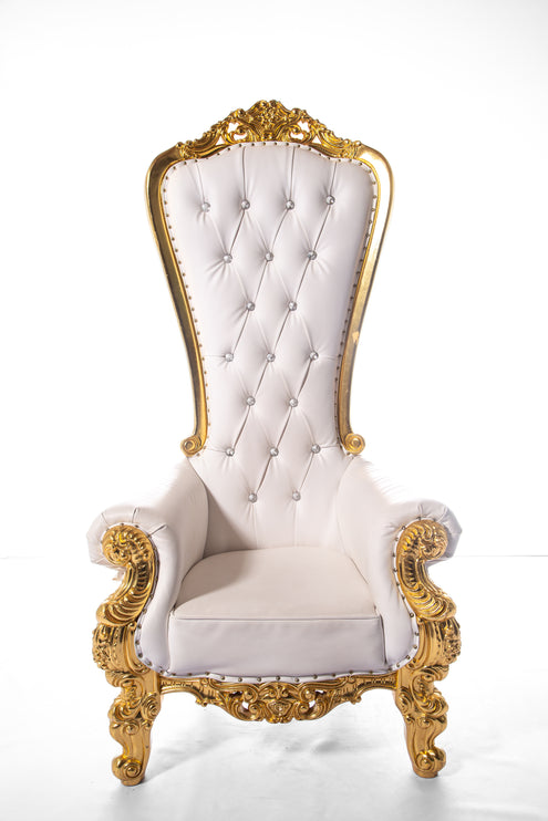 Royal Throne Chair in White & Gold