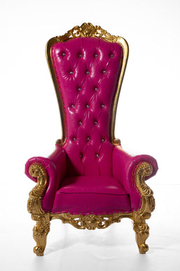 Royal Throne Chair in Fuchsia & Gold