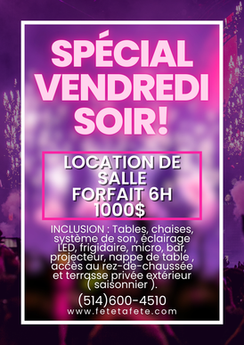 Location de salle spécial vendredi soir